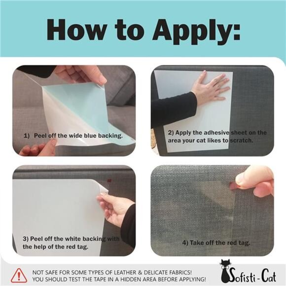 Cat Scratch Deterrent Tape for Furniture – 10 Double Sided Anti Scratching Tape - Picture 5 of 7